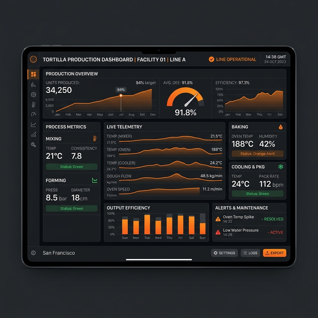 Imagen descriptiva de Digitalización industrial: Monitoreo de producción y rendimiento de hornos